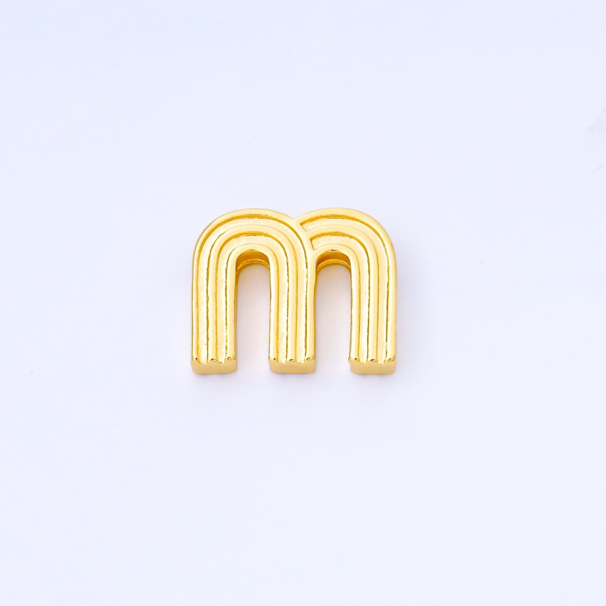 24K Gold Filled 15mm Initial Letter Alphabet Groovy Initial Spacer Bead | AF066 - AF078