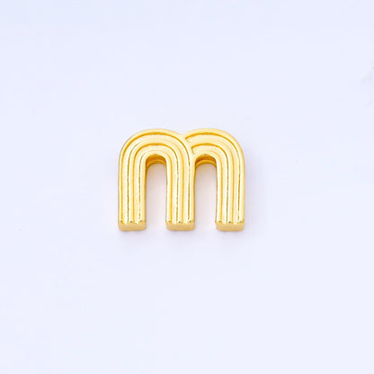 24K Gold Filled 15mm Initial Letter Alphabet Groovy Initial Spacer Bead | AF066 - AF078