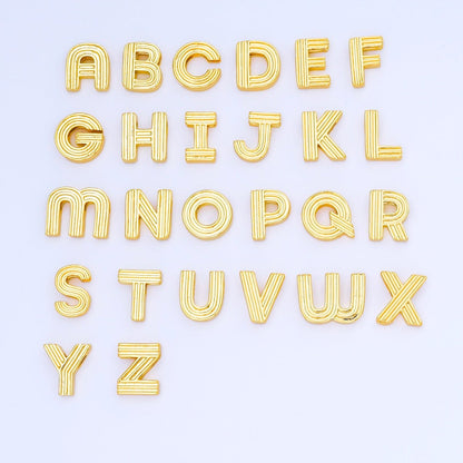 24K Gold Filled 15mm Initial Letter Alphabet Groovy Initial Spacer Bead | AF066 - AF078