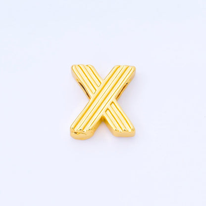 24K Gold Filled 15mm Initial Letter Alphabet Groovy Initial Spacer Bead | AF066 - AF078