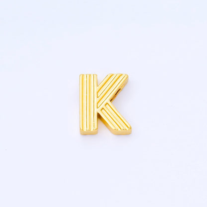 24K Gold Filled 15mm Initial Letter Alphabet Groovy Initial Spacer Bead | AF066 - AF078