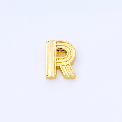 24K Gold Filled 15mm Initial Letter Alphabet Groovy Initial Spacer Bead | AF066 - AF078