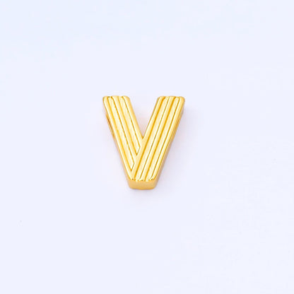 24K Gold Filled 15mm Initial Letter Alphabet Groovy Initial Spacer Bead | AF066 - AF078