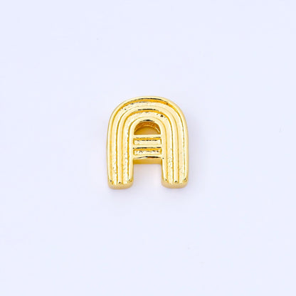 24K Gold Filled 15mm Initial Letter Alphabet Groovy Initial Spacer Bead | AF066 - AF078