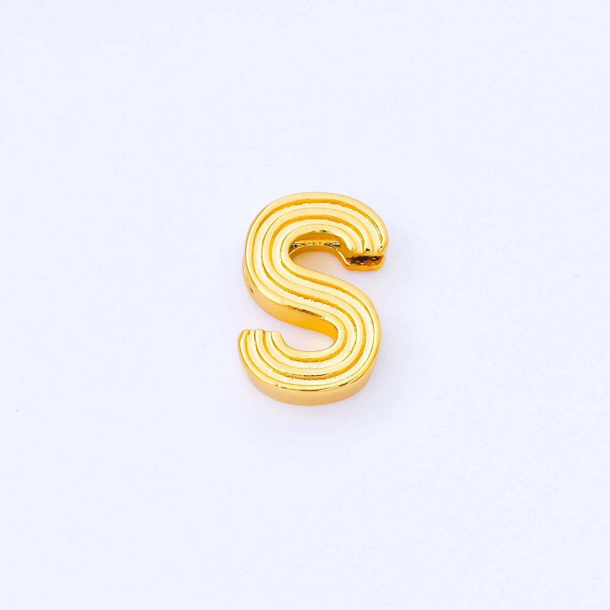 24K Gold Filled 15mm Initial Letter Alphabet Groovy Initial Spacer Bead | AF066 - AF078