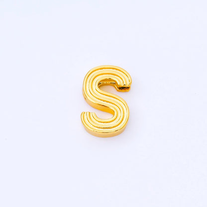 24K Gold Filled 15mm Initial Letter Alphabet Groovy Initial Spacer Bead | AF066 - AF078