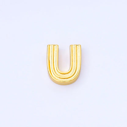 24K Gold Filled 15mm Initial Letter Alphabet Groovy Initial Spacer Bead | AF066 - AF078