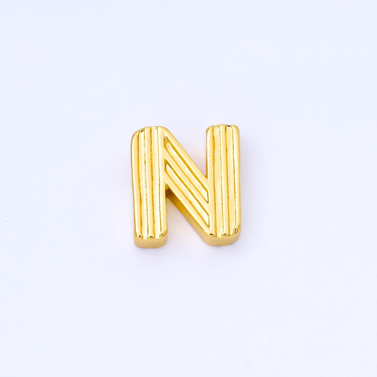 24K Gold Filled 15mm Initial Letter Alphabet Groovy Initial Spacer Bead | AF066 - AF078