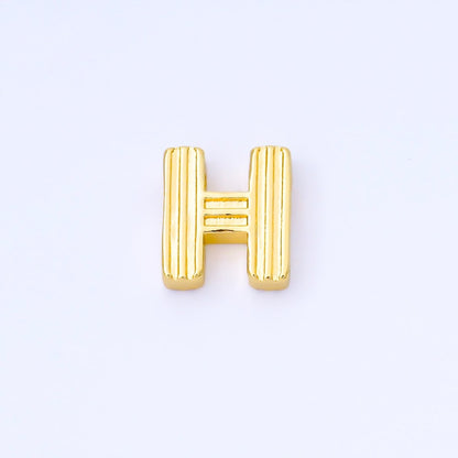 24K Gold Filled 15mm Initial Letter Alphabet Groovy Initial Spacer Bead | AF066 - AF078