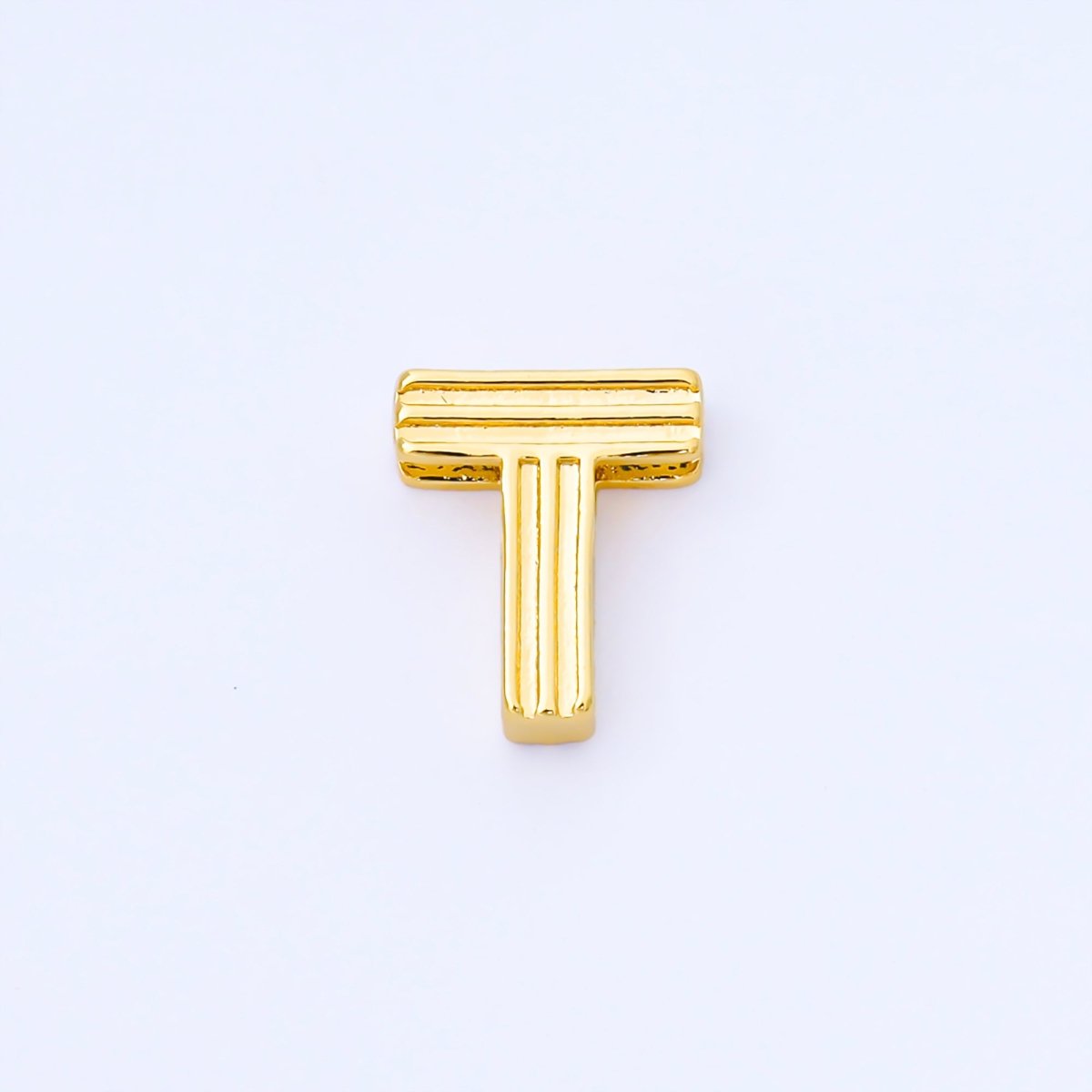 24K Gold Filled 15mm Initial Letter Alphabet Groovy Initial Spacer Bead | AF066 - AF078