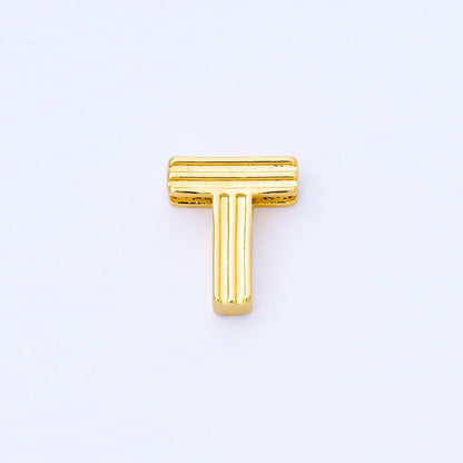 24K Gold Filled 15mm Initial Letter Alphabet Groovy Initial Spacer Bead | AF066 - AF078