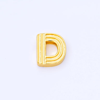24K Gold Filled 15mm Initial Letter Alphabet Groovy Initial Spacer Bead | AF066 - AF078