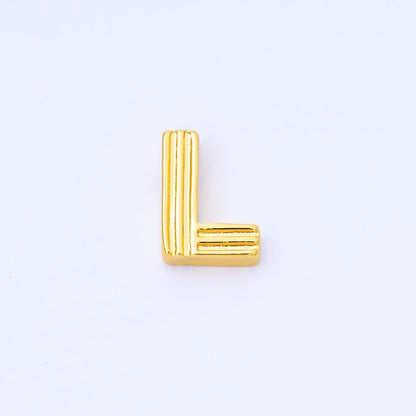 24K Gold Filled 15mm Initial Letter Alphabet Groovy Initial Spacer Bead | AF066 - AF078