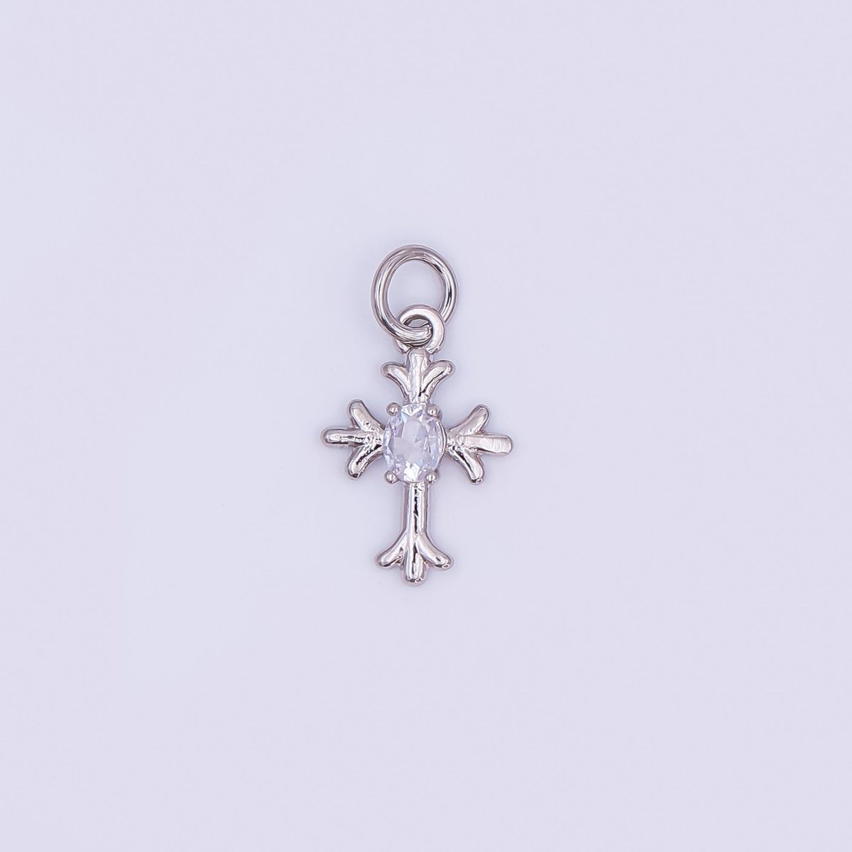 24K Gold Filled 15mm Marquise CZ Centerpoint Holy Heart Cross Charm in Gold &amp; Silver | AF493