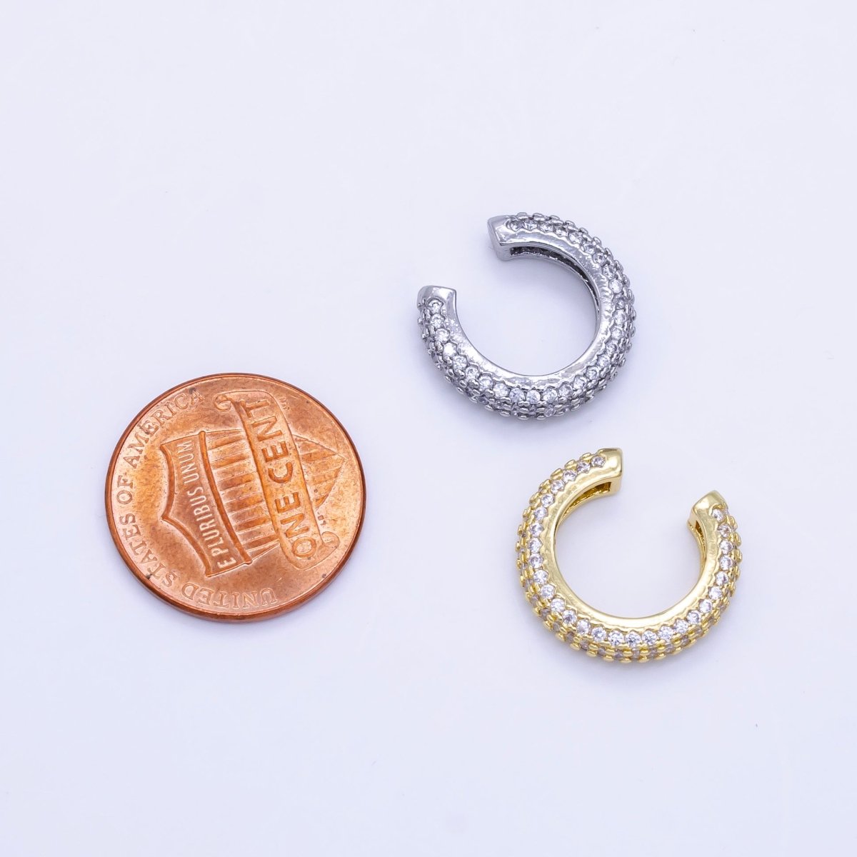 24K Gold Filled 15mm Micro Paved CZ Ear Cuff Earring in Gold &amp; Silver | AI169