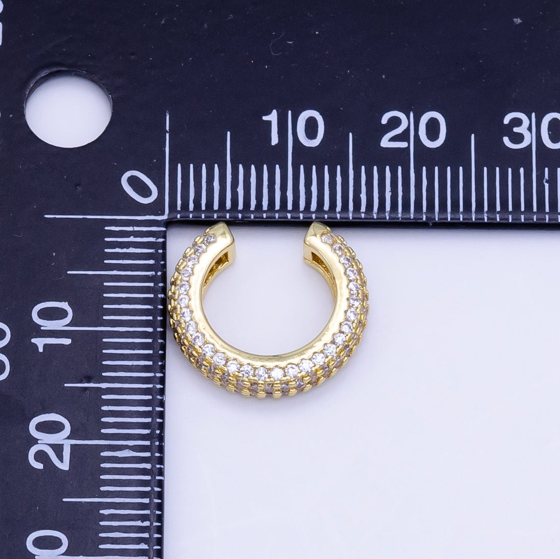 24K Gold Filled 15mm Micro Paved CZ Ear Cuff Earring in Gold &amp; Silver | AI169