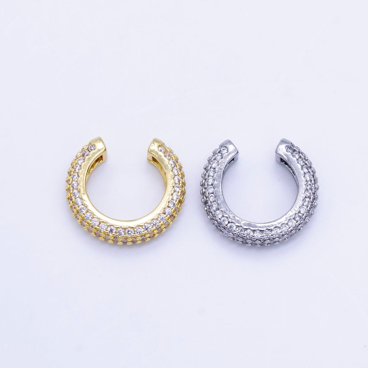 24K Gold Filled 15mm Micro Paved CZ Ear Cuff Earring in Gold &amp; Silver | AI169