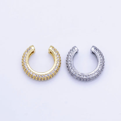 24K Gold Filled 15mm Micro Paved CZ Ear Cuff Earring in Gold &amp; Silver | AI169