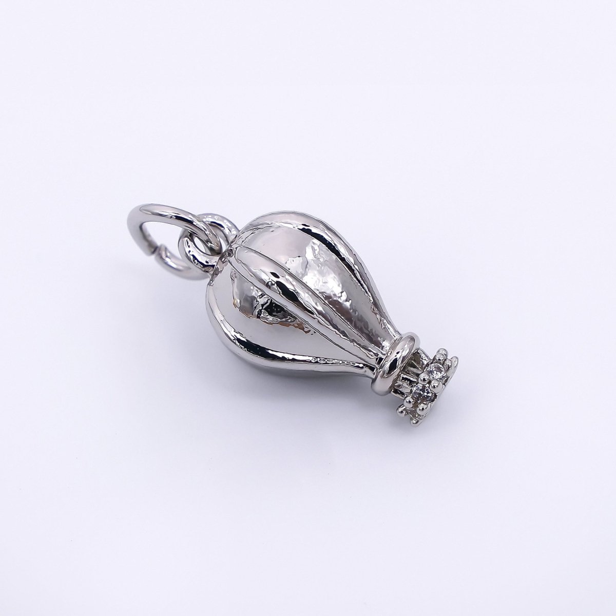 24K Gold Filled Micro Paved CZ Hot Air Balloon Charm in Gold &amp; Silver | M748