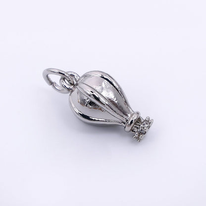 24K Gold Filled Micro Paved CZ Hot Air Balloon Charm in Gold &amp; Silver | M748