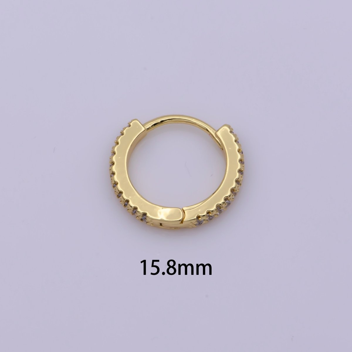 24K Gold Filled 15mm Micro Paved CZ Huggie Earrings in Gold &amp; Silver | AB1186