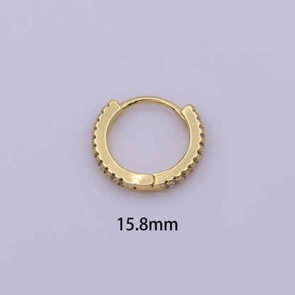 24K Gold Filled 15mm Micro Paved CZ Huggie Earrings in Gold &amp; Silver | AB1186