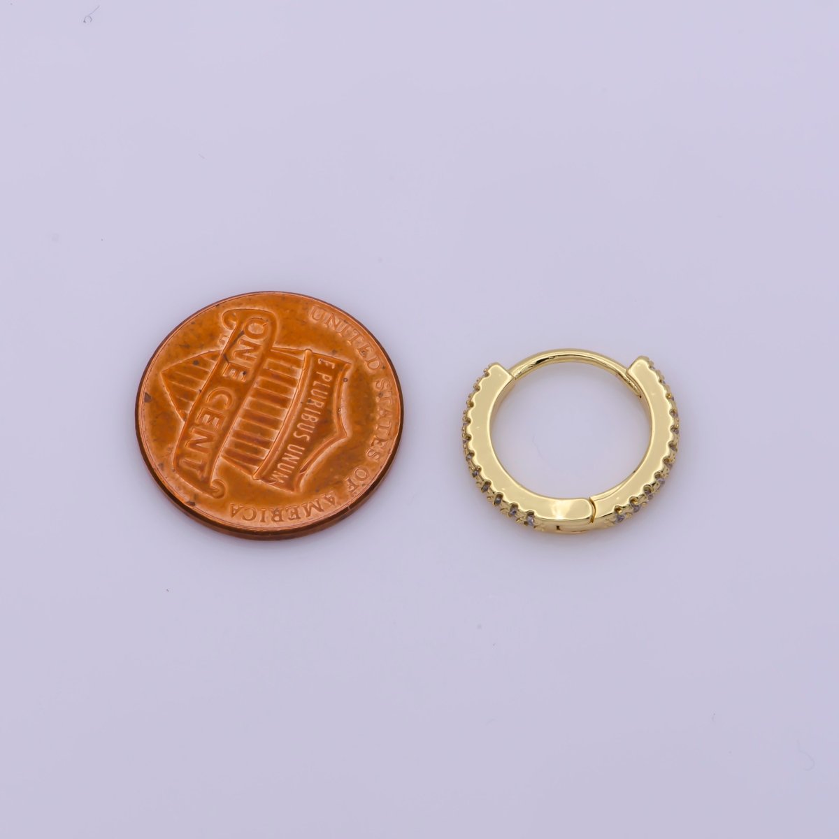 24K Gold Filled 15mm Micro Paved CZ Huggie Earrings in Gold &amp; Silver | AB1186