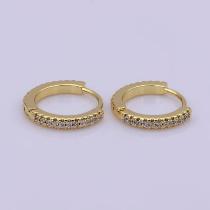 24K Gold Filled 15mm Micro Paved CZ Huggie Earrings in Gold &amp; Silver | AB1186