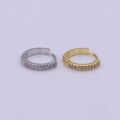 24K Gold Filled 15mm Micro Paved CZ Huggie Earrings in Gold &amp; Silver | AB1186