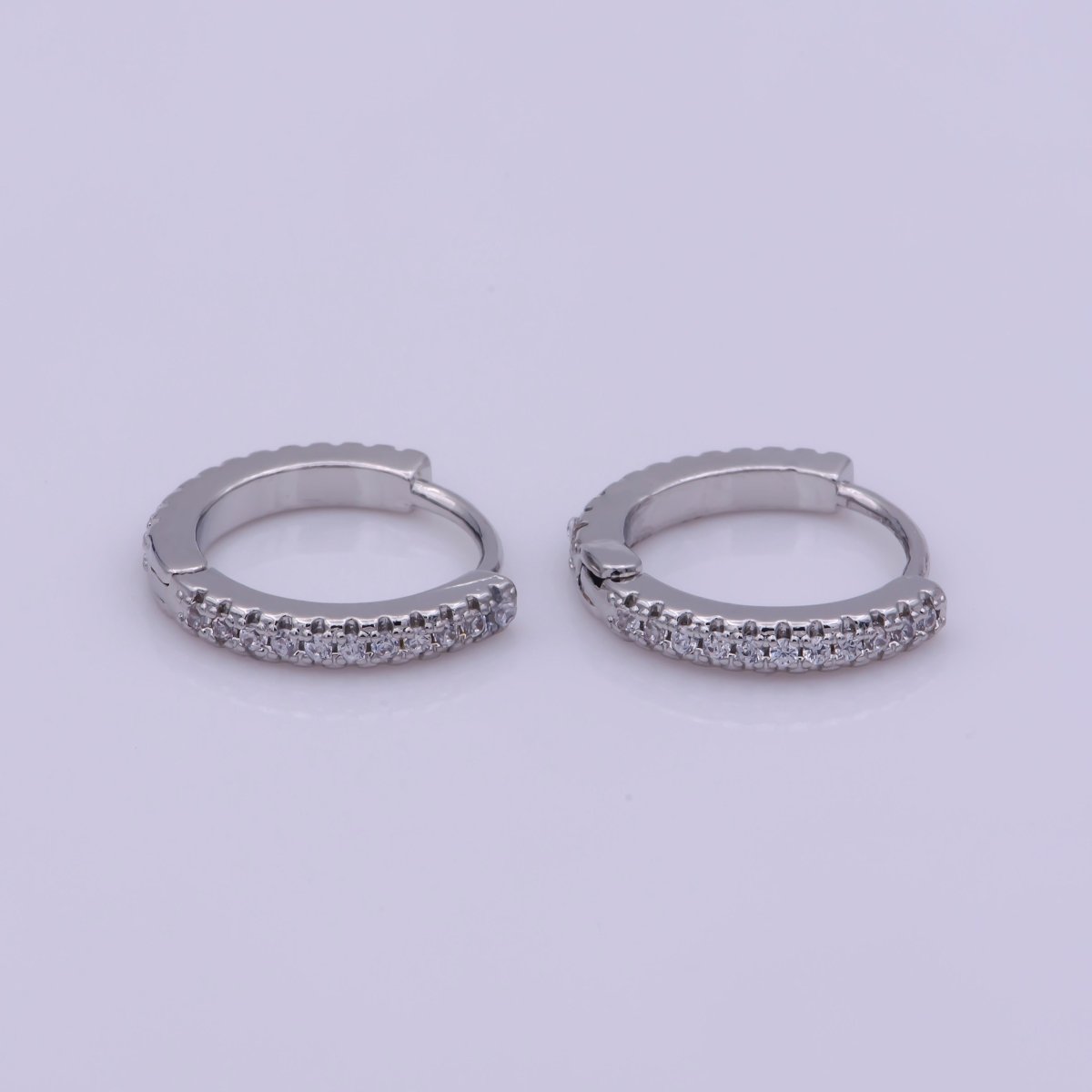 24K Gold Filled 15mm Micro Paved CZ Huggie Earrings in Gold &amp; Silver | AB1186