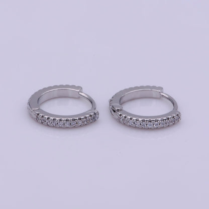 24K Gold Filled 15mm Micro Paved CZ Huggie Earrings in Gold &amp; Silver | AB1186