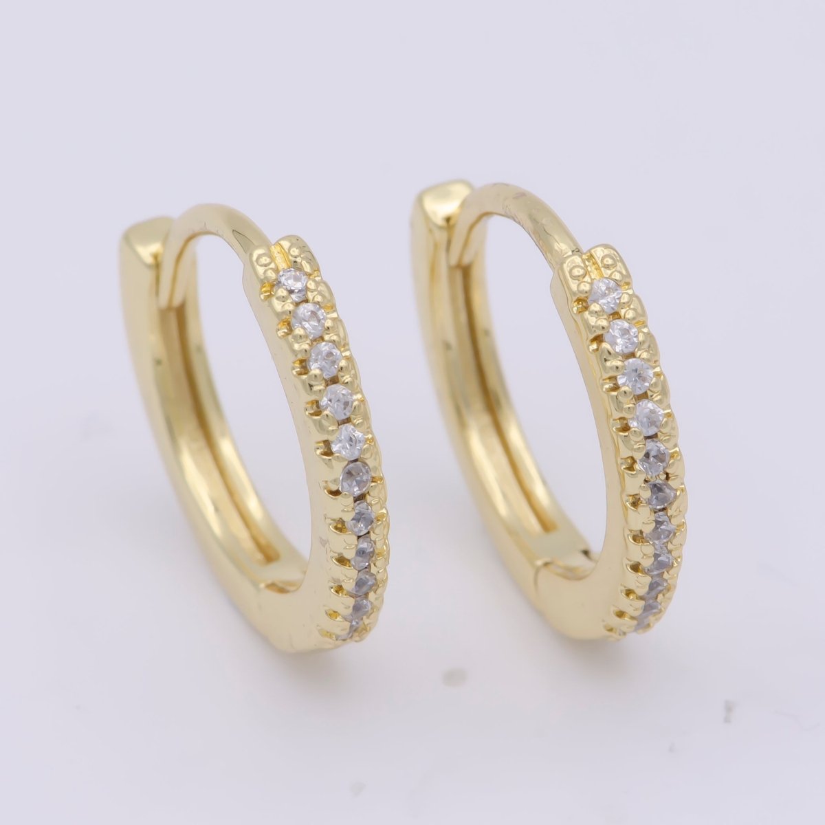 24K Gold Filled 15mm Micro Paved CZ Huggie Earrings in Gold &amp; Silver | AB1203