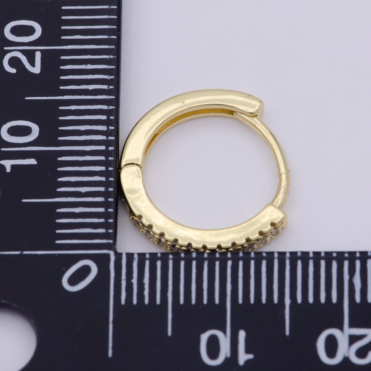 24K Gold Filled 15mm Micro Paved CZ Huggie Earrings in Gold &amp; Silver | AB1203