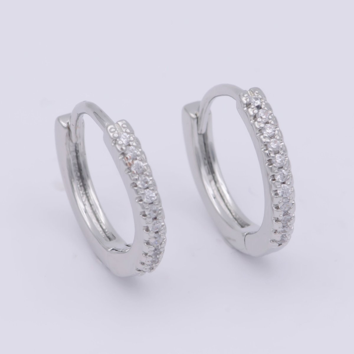 24K Gold Filled 15mm Micro Paved CZ Huggie Earrings in Gold &amp; Silver | AB1203