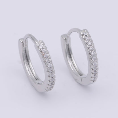 24K Gold Filled 15mm Micro Paved CZ Huggie Earrings in Gold &amp; Silver | AB1203