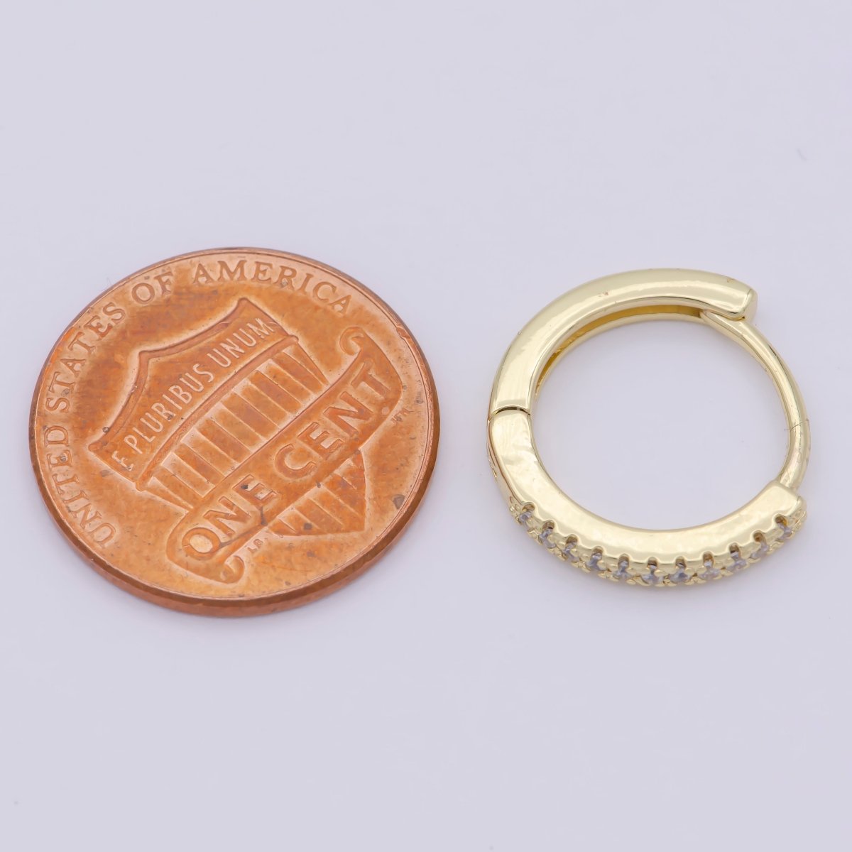 24K Gold Filled 15mm Micro Paved CZ Huggie Earrings in Gold &amp; Silver | AB1203
