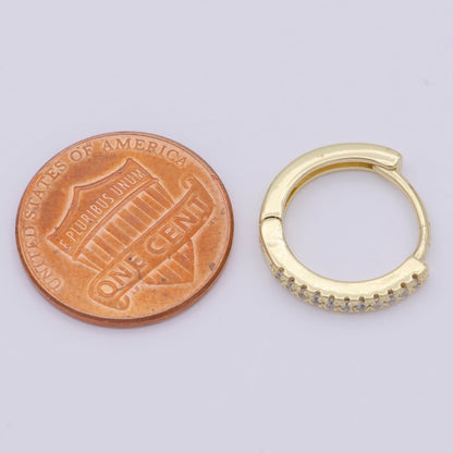 24K Gold Filled 15mm Micro Paved CZ Huggie Earrings in Gold &amp; Silver | AB1203