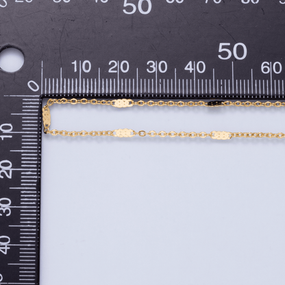 24K Gold Filled 1.5mm Minimalist Flat Link Cable Chain 17.5 Inch Necklace | WA-02959