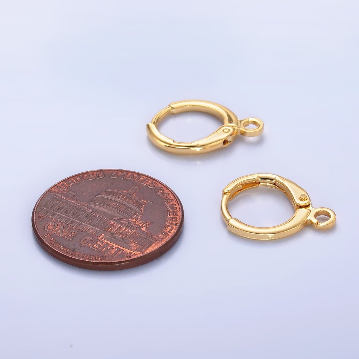 24K Gold Filled 15mm Minimalist Hinge Huggie Open Loop Drop Earring Findings | Z1279