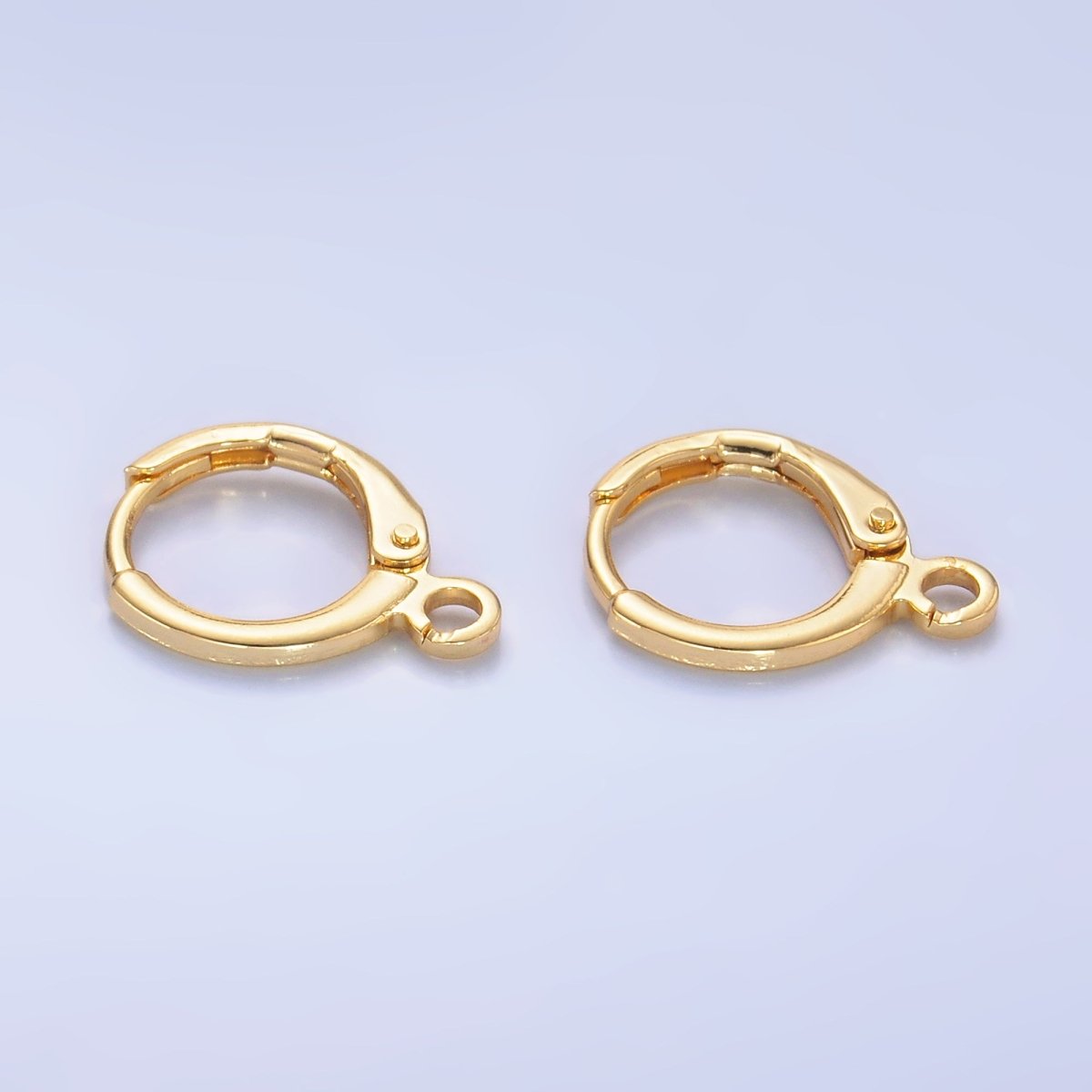 24K Gold Filled 15mm Minimalist Hinge Huggie Open Loop Drop Earring Findings | Z1279