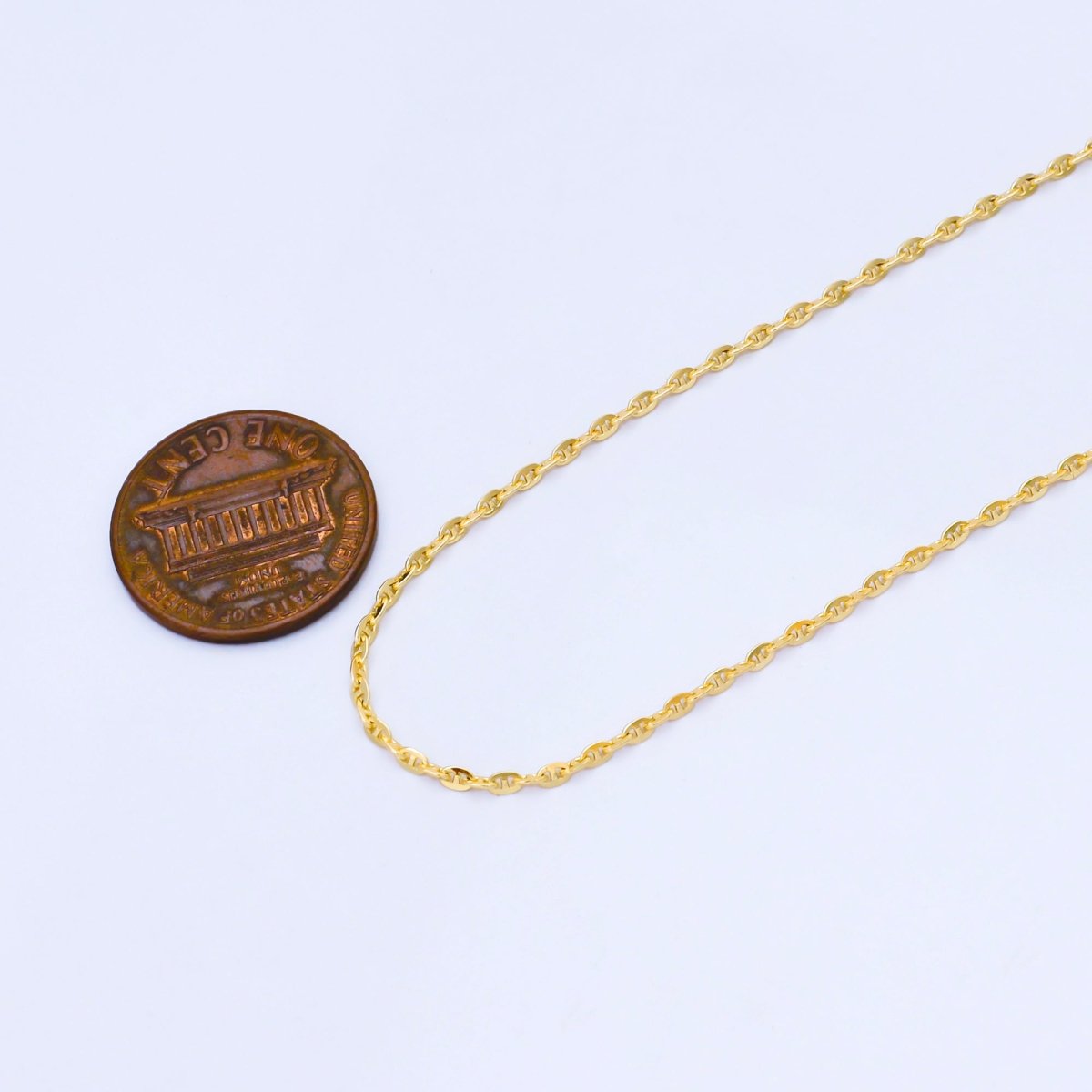 24K Gold Filled 1.5mm Minimalist Mariner Anchor Unfinished Chain by Yard | Roll-2001