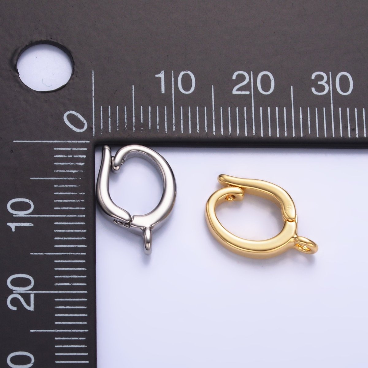 24K Gold Filled 15mm Minimalist Pull Snap Latch Bail Charm Holder Findings in Gold &amp; Silver | Z1046