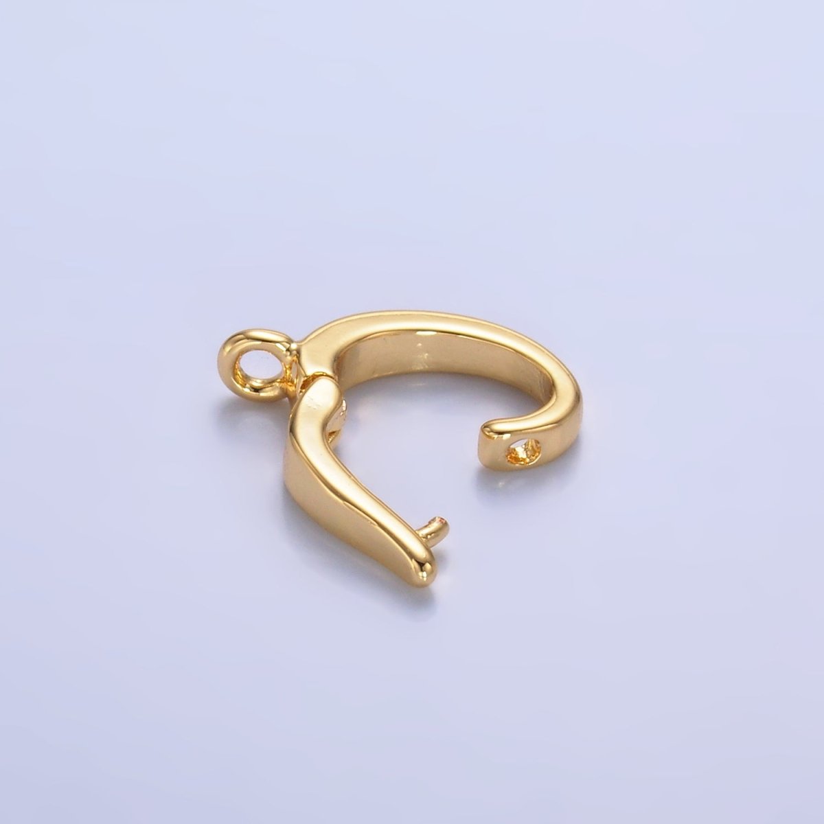 24K Gold Filled 15mm Minimalist Pull Snap Latch Bail Charm Holder Findings in Gold &amp; Silver | Z1046