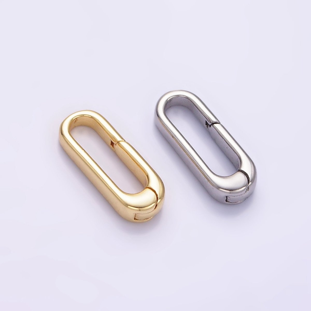 24K Gold Filled 15mm Minimalist Oblong Push Spring Gate Findings in Gold &amp; Silver | Z804
