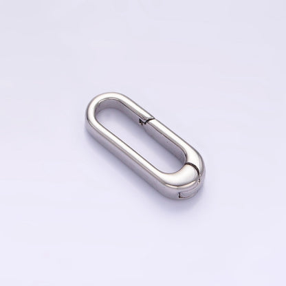24K Gold Filled 15mm Minimalist Oblong Push Spring Gate Findings in Gold &amp; Silver | Z804
