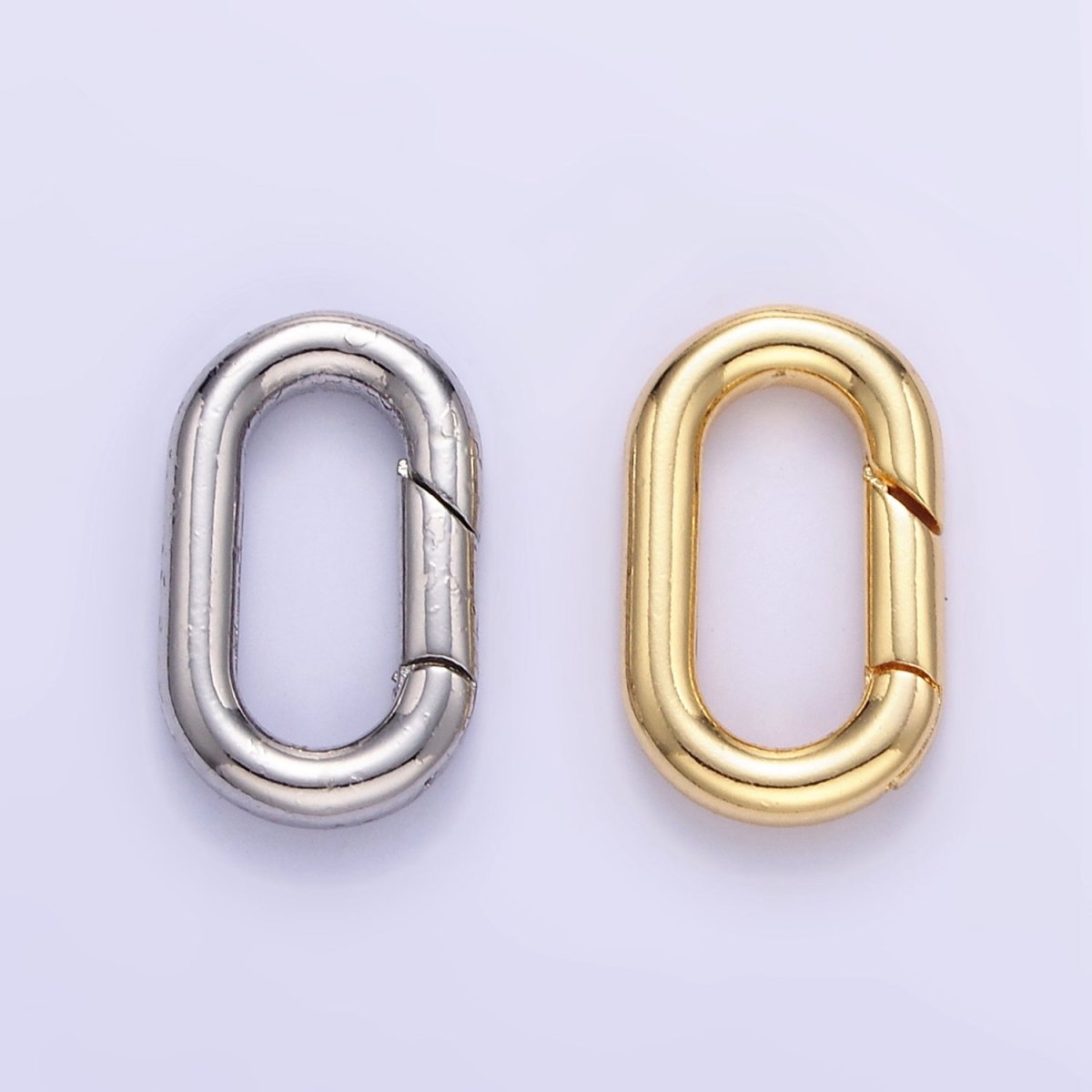 24K Gold Filled 15mm Oblong Push Gate Enhancer Findings in Gold &amp; Silver | L078