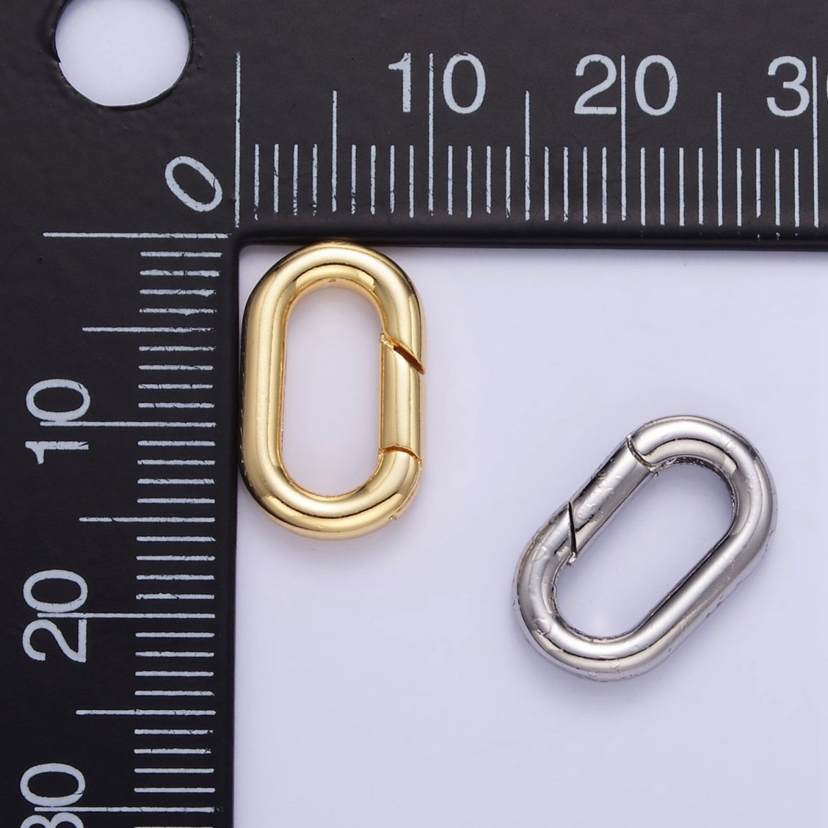 24K Gold Filled 15mm Oblong Push Gate Enhancer Findings in Gold &amp; Silver | L078