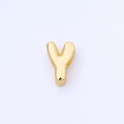 24K Gold Filled 15mm Personalized Monogram Chubby Bubble Initial Letter Alphabet Bead | AF079 - AF091