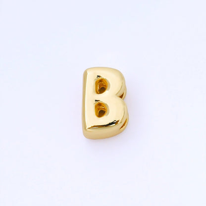 24K Gold Filled 15mm Personalized Monogram Chubby Bubble Initial Letter Alphabet Bead | AF079 - AF091