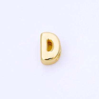 24K Gold Filled 15mm Personalized Monogram Chubby Bubble Initial Letter Alphabet Bead | AF079 - AF091